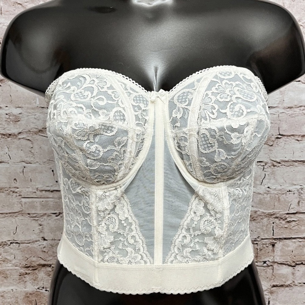 Goddess 46C White Lace Bridal Bustier Corset Bra Underwire Volup Curvy